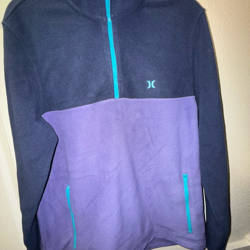 Hurley Men Nirvana 1/4 Zip Fleece Jacket Colorblock Hoodie Navy Purple Size S